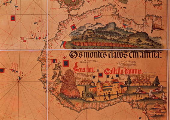 Map of Sao Jorge da Mina, on the Gold Coast of Africa, founded by the Portuguese in 1482 (coloured e from Portuguese School