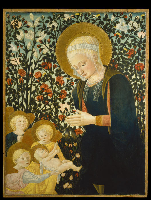 Madonna mit Kind und Engeln im Rosenhag from Pseudo-Pier Francesco Fiorentino (Pesellini-Lippi-Imitator)