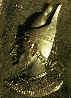Portrait plaque depicting one of the Ptolemies (gold) from Ptolemaic Period Egyptian
