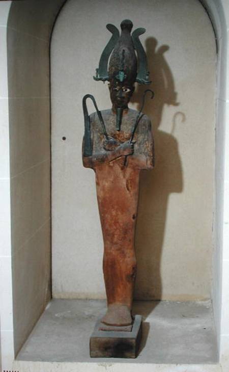 Statue of the Cult of Osiris (painted wood & bronze) from Ptolemaic Period Egyptian