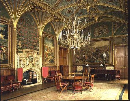 Eastnor Castle, Herefordshire: the drawing room, with furniture designed from Pugin