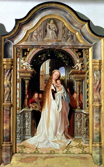 Virgin and Child with Three Angels, central panel of a triptych, c.1509 from Quentin Massys or Metsys