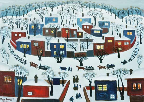 Winter Village, 1969 (oil on canvas)  from Radi  Nedelchev