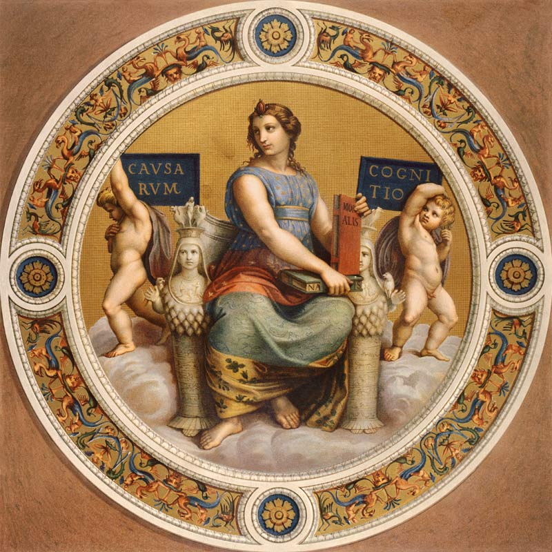 Die Philosophie (Detail Ausschnitt von Decke der Stanza della Segnatura) from (Raffael) Raffaello Santi