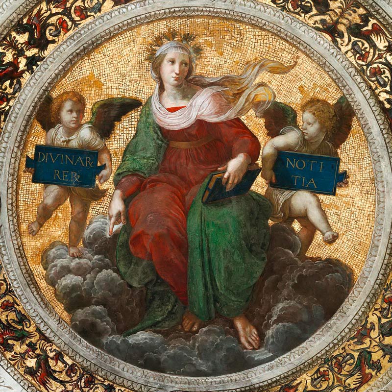 Die Theologie (Detail Ausschnitt von Decke der Stanza della Segnatura) from (Raffael) Raffaello Santi