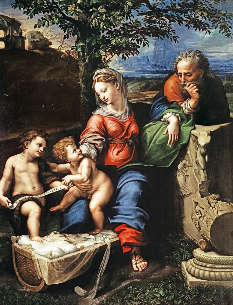 Hl. Familie mit hl. Johannes (von Raffael + Giulio Romano) from (Raffael) Raffaello Santi