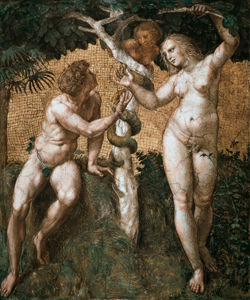 Adam and Eve, from the 'Stanza della Segnatura' from (Raffael) Raffaello Santi