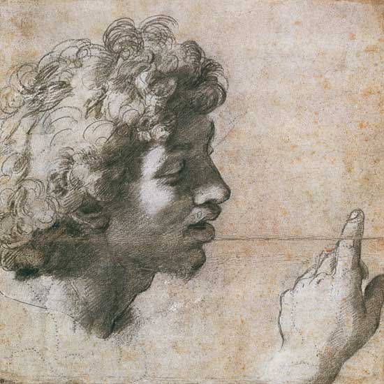 Studies of a Man's Head and Hand from (Raffael) Raffaello Santi