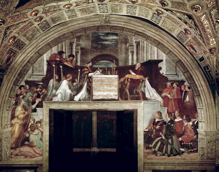 The Mass of Bolsena, from the Stanza dell'Eliodor from (Raffael) Raffaello Santi