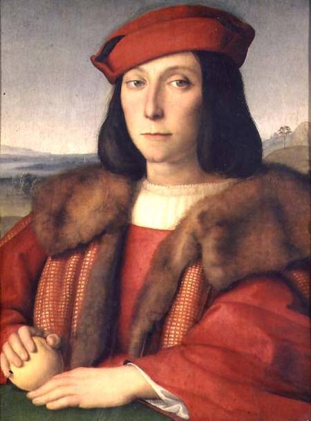 Portrait of a Man holding an Apple from (Raffael) Raffaello Santi
