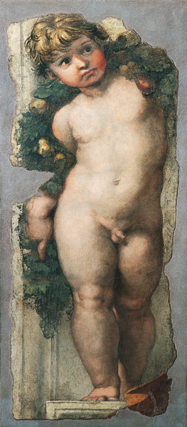 Putto with Festoon (fresco fragment) from (Raffael) Raffaello Santi