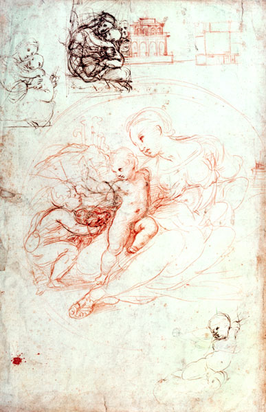 Study for the Alba Madonna, c.1508-09 from (Raffael) Raffaello Santi