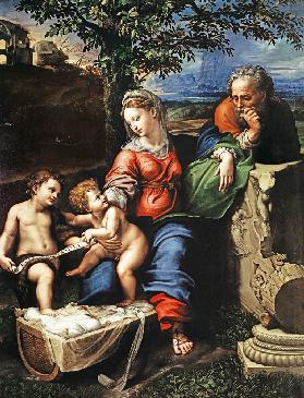 Hl. Familie mit hl. Johannes (von Raffael + Giulio Romano)
