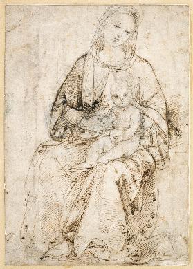 Sitzende Madonna mit Kind.