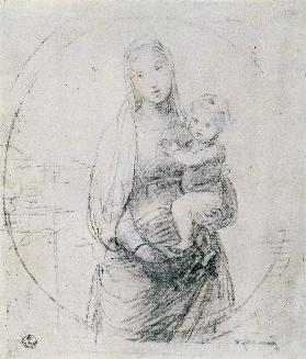Study of a Madonna and Child (chalk)