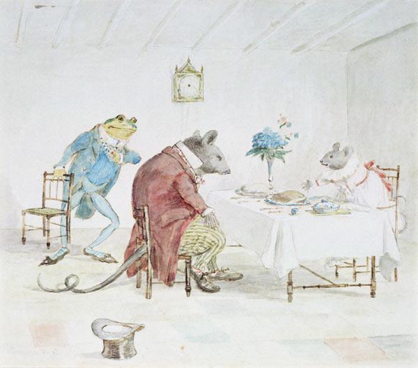 ''Pray, Miss Mouse, will you give us some beer'', illustration from ''A Frog He Would A-Wooing Go''