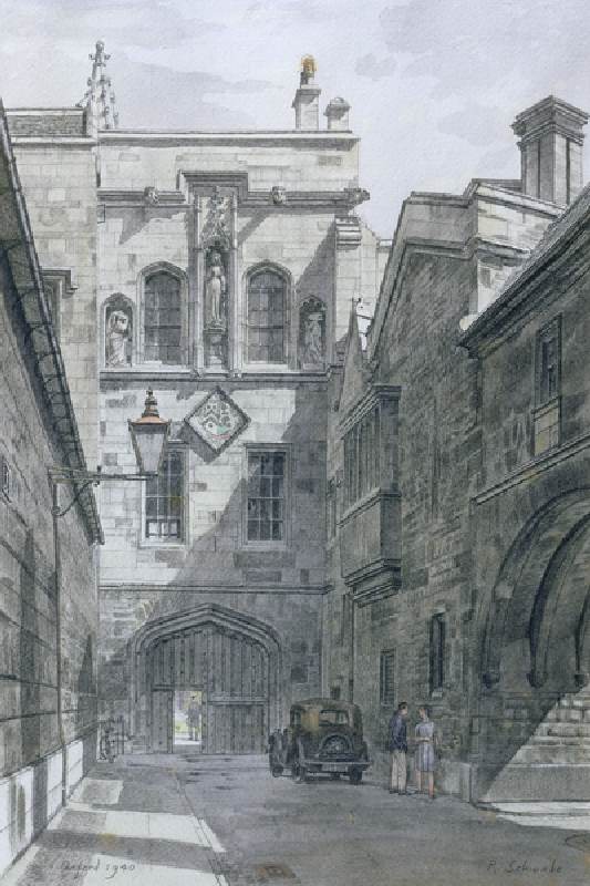 New College Lane Gate, 1940 (w/c on paper) from Randolph Schwabe