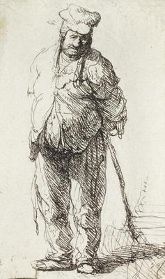 Beggar leaning on a Stick (pen & ink on paper) from Rembrandt van Rijn