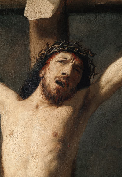 Christ on the Cross, detail of the head from Rembrandt van Rijn