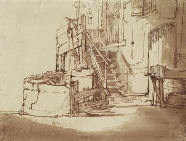 The well in front of the farmhouse from Rembrandt van Rijn