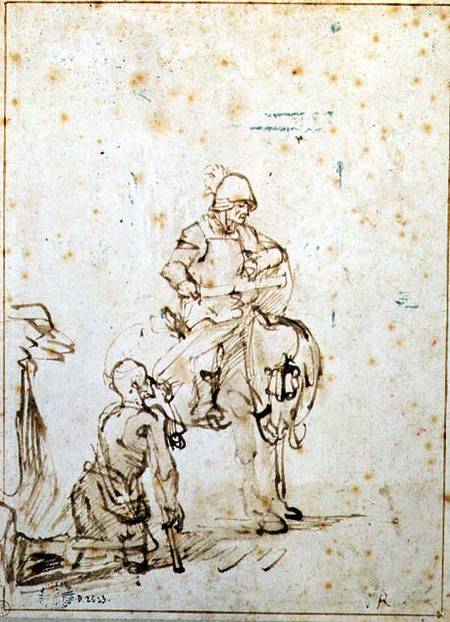 St. Martin and the Beggar (pen & ink on paper) from Rembrandt van Rijn