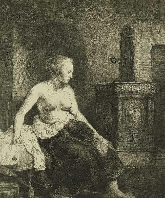 Sitzende Frau an einem Ofen from Rembrandt van Rijn