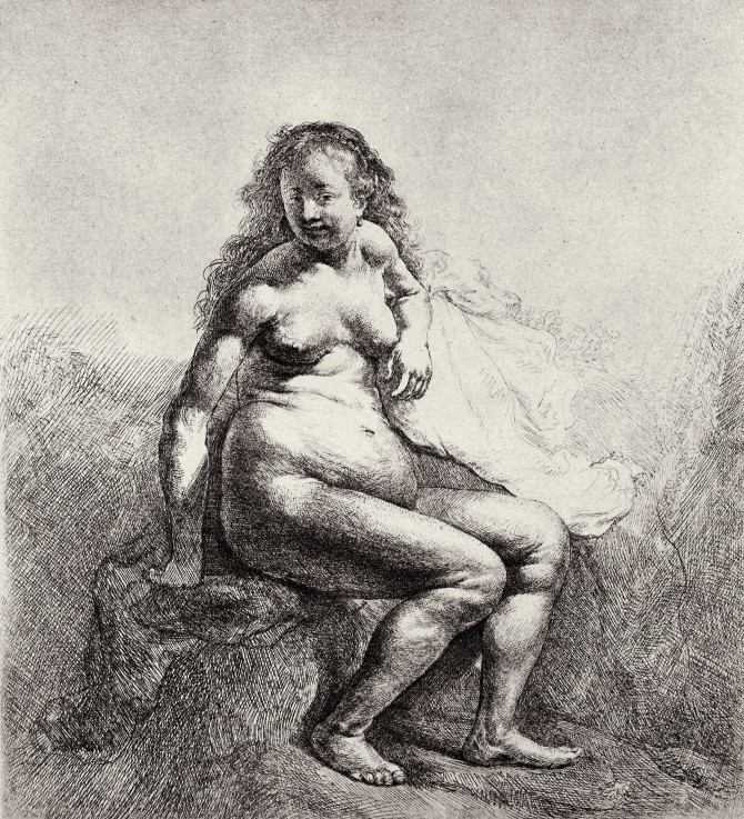 Seated nude woman from Rembrandt van Rijn