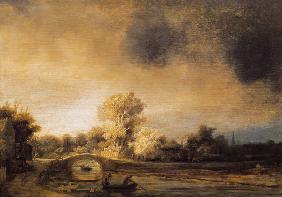 Rembrandt,  Landschaft mit Steinbrücke