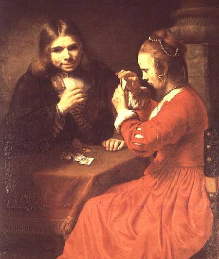 A Young Man and a Girl Playing Cards from Rembrandt van Rijn