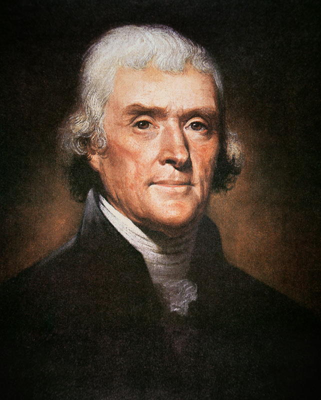 Thomas Jefferson (1743-1826) (colour litho) from Rembrandt Peale