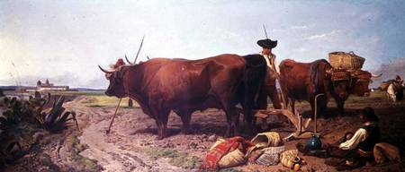 Ploughing in Spain, Noonday Rest with Seville Beyond from Richard Ansdell
