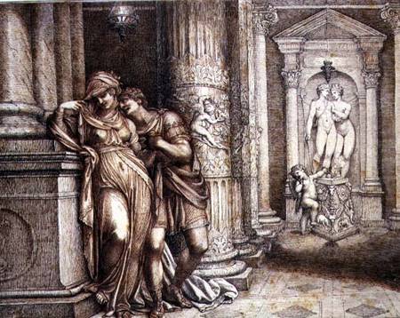 Hero and Leander in the Temple (brush, bistre and pencil on from Richard Cosway