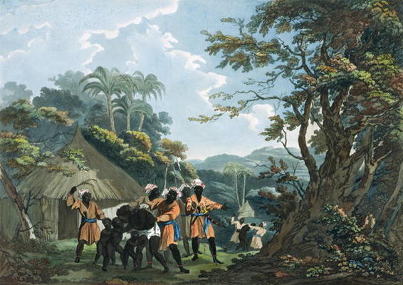 'A View taken near Bain, on the coast of Guinea in Affrica', engraved by Catherine Prestell, publish from Richard Westall