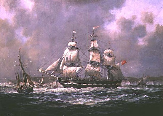 East Indiaman H.C.S. "Thomas Coutts" off the Needles, Isle of Wight from Richard  Willis