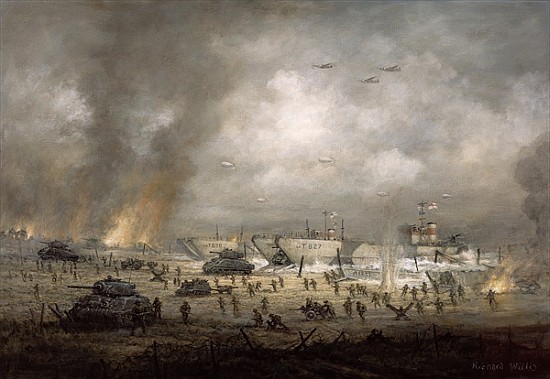 ''The Tanks Go In'', Sword Beach (oil on canvas)  from Richard  Willis