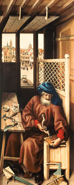 St. Joseph Portrayed as a Medieval Carpenter from the Merode Altarpiece c.1425 from Robert Campin