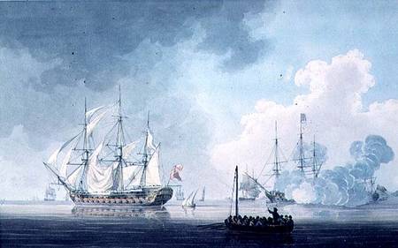 English Ships of War, one firing a Salute from Robert Cleveley
