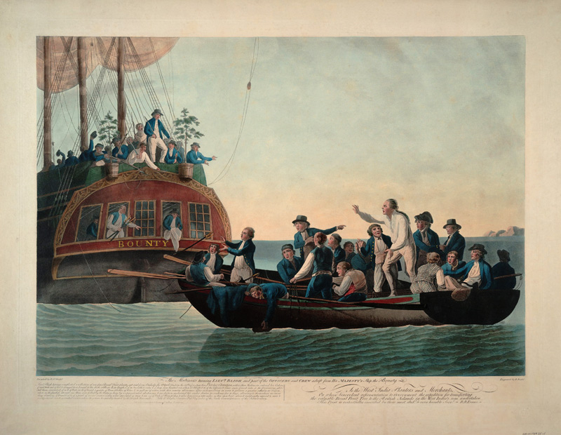 The Mutiny on the Bounty on 28 April 1789 from Robert Dodd