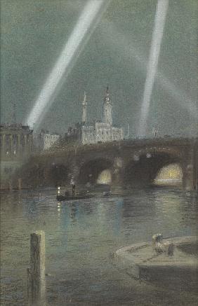 War Searchlights over London Bridge