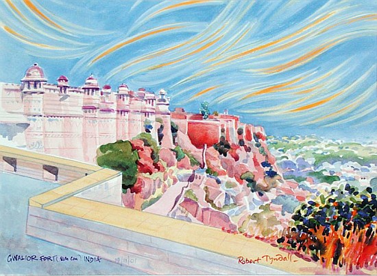 Gwalior Fort, India, 2001 (w/c on paper)  from Robert  Tyndall