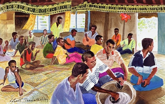 Kava Drinking Ceremony, Fiji, 1999 (w/c on paper)  from Robert  Tyndall