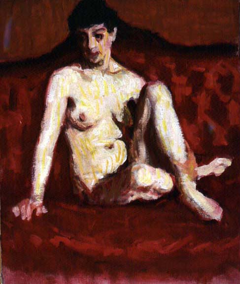 Seated Nude on a Red Sofa (oil on canvas)  from Roderic O'Conor