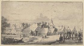 Das Dorf Sloterdyk zur Zeit des Durchzuges der Truppen des Prinzen Wilhelm II von Oranien im Jahre 1