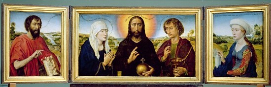 The Braque Family Triptych, St. John the Baptist, Christ the Redeemer between the Virgin and St. Joh from Rogier van der Weyden