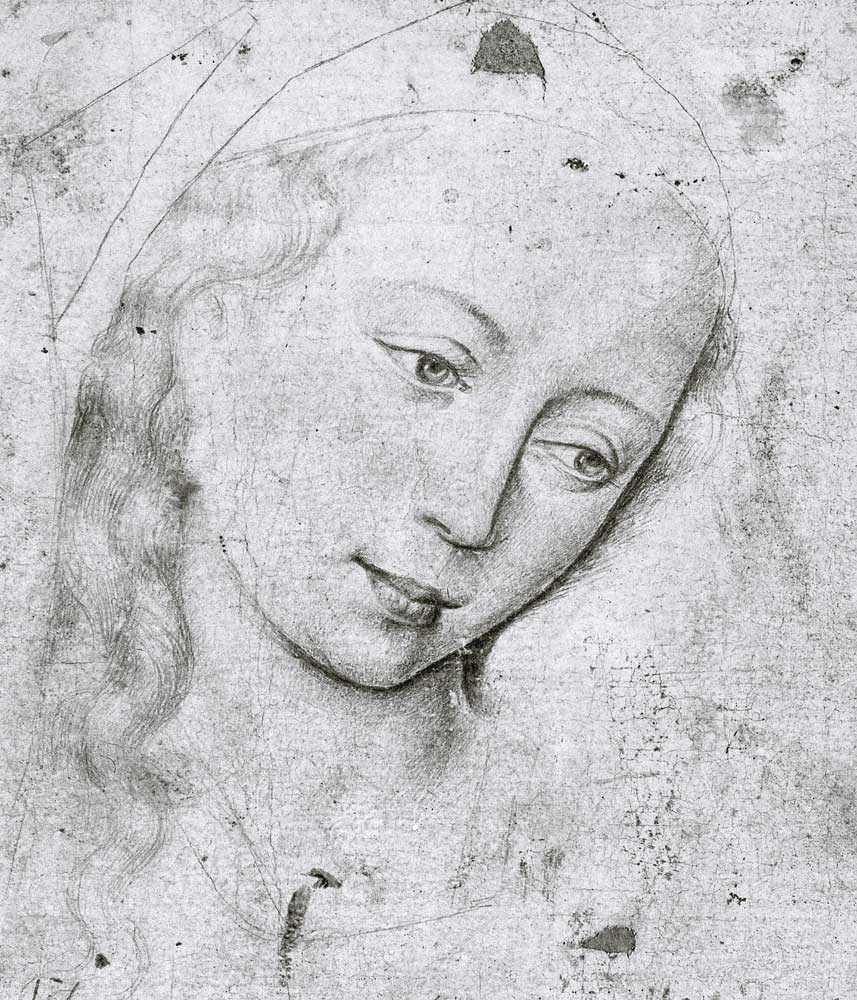 Head of the Virgin (b/w print) from Rogier van der Weyden
