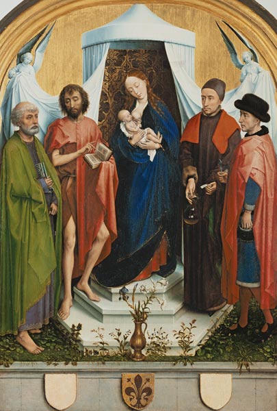 Maria mit dem Kind und den hll.Petrus, Johannes d.T., Cosmas und Damian (Medici Madonna) from Rogier van der Weyden
