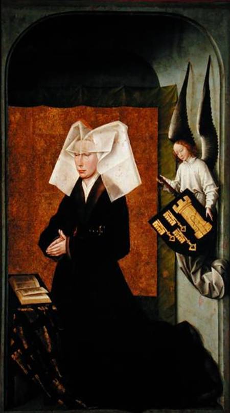 Guigone de Salins, wife of the donor, Chancellor Nicholas Rolin, Kneeling in Prayer, from the revers from Rogier van der Weyden