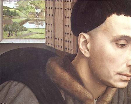 St. Ivo (?), detail of the Window and St. Ivo's Head from Rogier van der Weyden