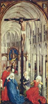 Die Sieben Sakramente, Mittelteil - Kreuzigung in einer Kirche from Rogier van der Weyden