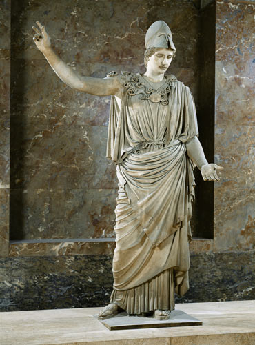 Pallas de Velletri, statue of helmeted Athena, Roman copy of a greek original attributed to Alkamene from Roman